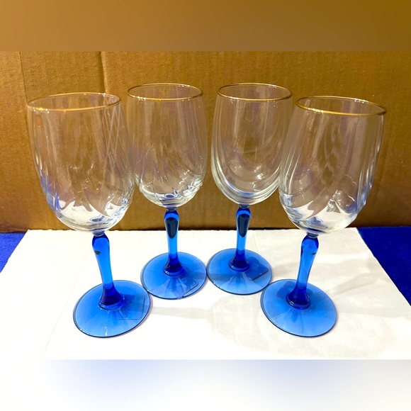 Lenox USA Dining 4 Vintage Lenox Cobalt Blue Stemmed Wine Glasses 4